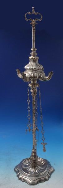 SB Silverplate Hookah / Water Pipe with 4 Chains and Various Implements (#6493)