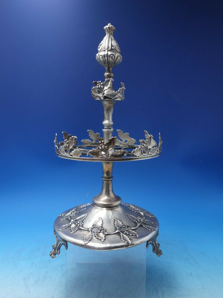 John Parkes English Sterling Silver Cruet Stand Birmingham 1836 Holly (#6494)