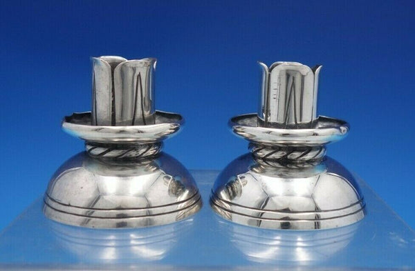 Spratling Mexican Mexico Sterling Silver Candlestick Pair Hand Wrought (#6512)