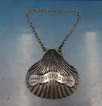 JP & Co English Sterling Silver Liquor Label "Bourbon" with Shell Motif (#6518)