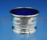 Rose Point By Wallace Sterling Silver Master Salt Dip with Cobalt Liner (#6521)