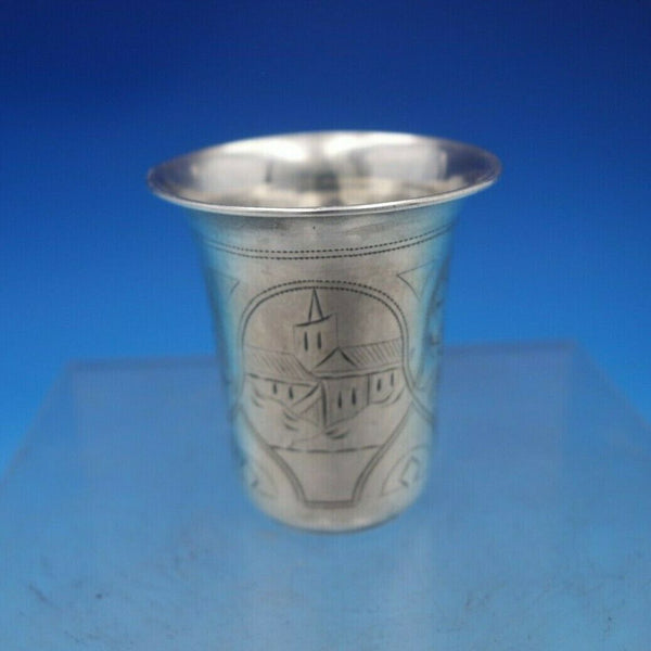 Russian Sterling Silver Cup for Vodka Engraved c. 1891 2 3/8" x 2 1/8" (#6540)