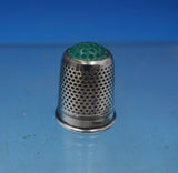 Swedish Sterling Silver Thimble Green Top #2 7/8" Tall x 3/4" Diameter (#6568)