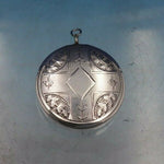 Elgin Mfg Silverplate Compact for Chatelaine Round #270959 Engraved Leaf (#6582)