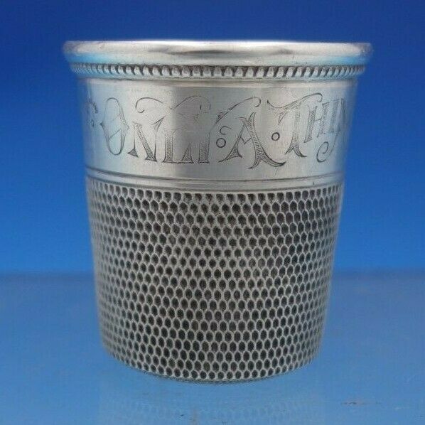 Sterling Silver Jigger / Shot Glass Engraved Only A Thimble Full (#6592)
