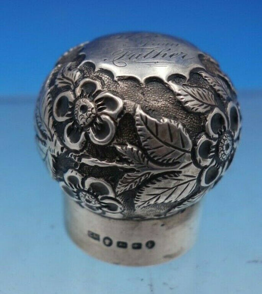 CM English Victorian Sterling Silver Bottle Top Repousse Birmingham 1889 (#6607)