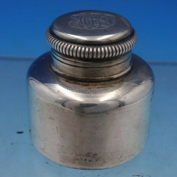 Gorham Sterling Silver Inkwell Glass Lined 1 1/2" x 1 1/2" Monogram (#6610)