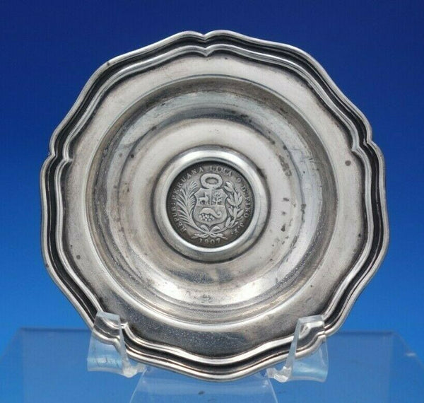 Camusso 925 Sterling Silver Nut Dish Coin In Center 3 1/4" x 3/8" (#6611)