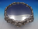 Elkington Sterling Silver Plateau Round Heavy with Wood Base Floral (#6616)