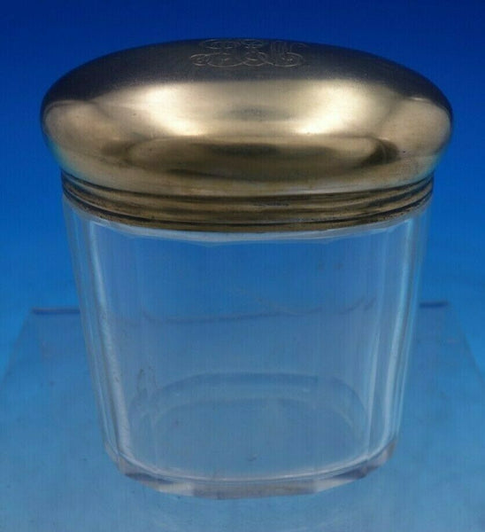 English Victorian Sterling Silver & Glass Dresser Jar Oval London 1896 (#6632)