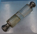 Silverplate and Glass Double Perfume Bottle with Chased Flowers 5" x 1" (#6635)