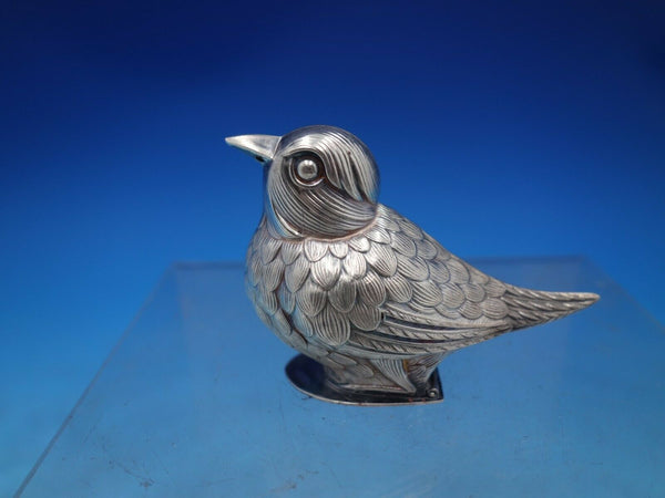 Portuguese Sterling Silver Spice Box Model of Bird with Hinged Base (#6654)