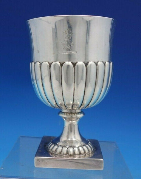 English Sterling Silver Water Goblet Square Base GW Worn Marks London (#6670)