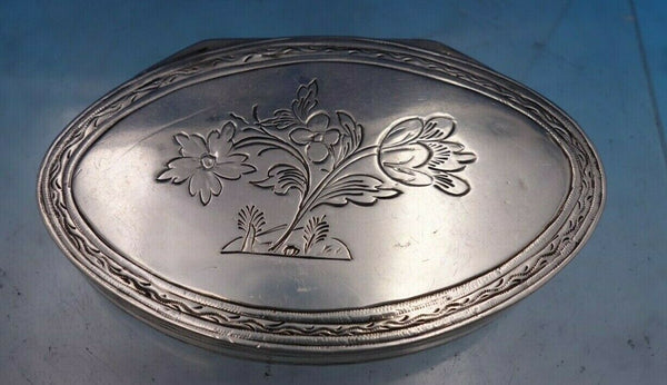 Swedish Sterling Silver Box Oval Engraved Flowers GW Interior 3 3/8" (#6691)