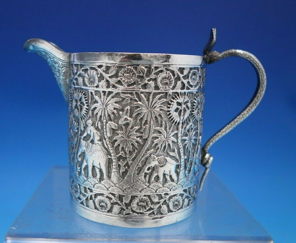 Middle Eastern Sterling Silver Creamer Elephants Cobra Handle Repousse (#6714)