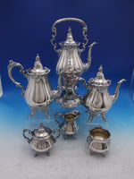 Baroque by Wallace Silverplate Tea Set 6 Piece Kettle On Stand Vintage (#6718)