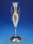 Ivy by Gorham Coin Silver Bud Vase Cast Ivy Handles Hand Engraved 8" (#6725)