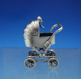 Italian Sterling Silver Figurine Baby Pram / Stroller w/ Movable Wheels (#6753)