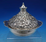 Shiebler Sterling Silver Butter Dome w/ Lid Repousse Flowers 4 3/4" Tall (#6757)