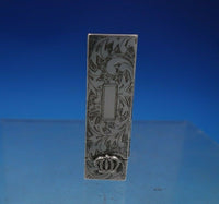.950 Silver Lipstick Case with Crown and Mirror Hand Engraved 2 1/4" (#6808)
