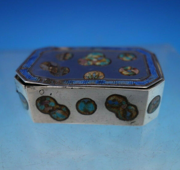 Asian Sterling Silver Spice Box Double Compartment w/Flowers Butterflies (#6814)