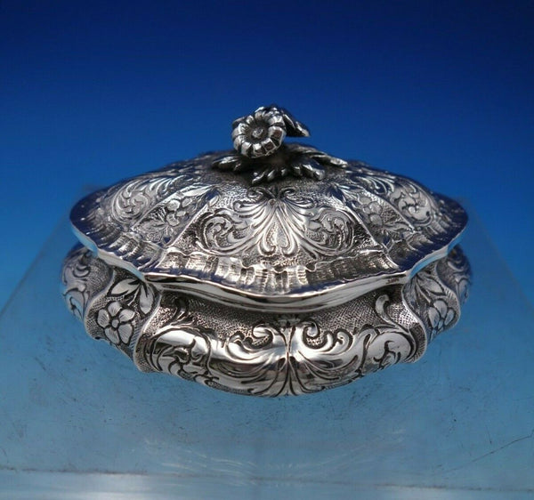 Romeo Miracoli Italian .800 Silver Jewelry Box Chased with 3-D Flowers (#6831)