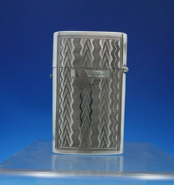 Sterling Silver Cigarette Case Push Button Engine Turned 2.55 ozt. (#6840)