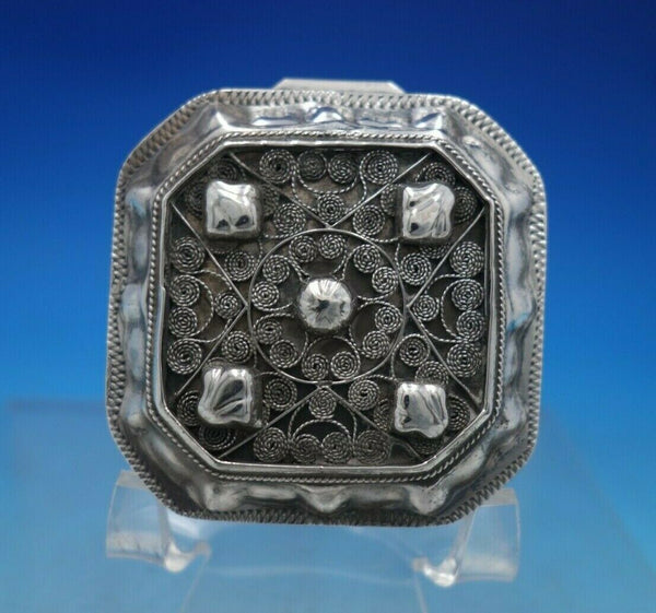 Dutch .833 Silver Box with Applied Filigree on Lid 1" x 2 1/8" 1.4 ozt. (#6843)