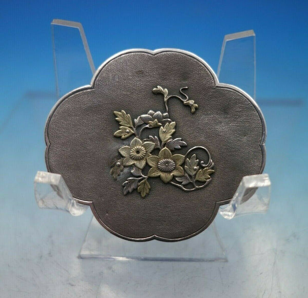 Asian Sterling Silver Box with Applied Mixed Metal Flowers .71 ozt. (#6847)