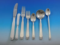 Ripple by Hans Hansen Danish Sterling Silver Flatware Set Service 66 pcs Dinner