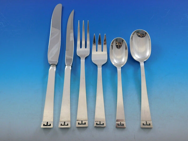 Chinese Key by Allan Adler Sterling Silver Flatware Set Service 25 pcs Dinner
