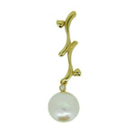 14k Yellow Gold Freshwater Coin Pearl and Diamond Pendant (#J1148)