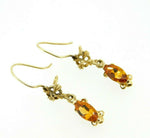 14k Yellow Gold Marquise Genuine Natural Citrine Wire Drop Earrings (#J1685)