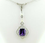 14k White Gold Filigree 3.05ct Amethyst Pendant (#J1736)