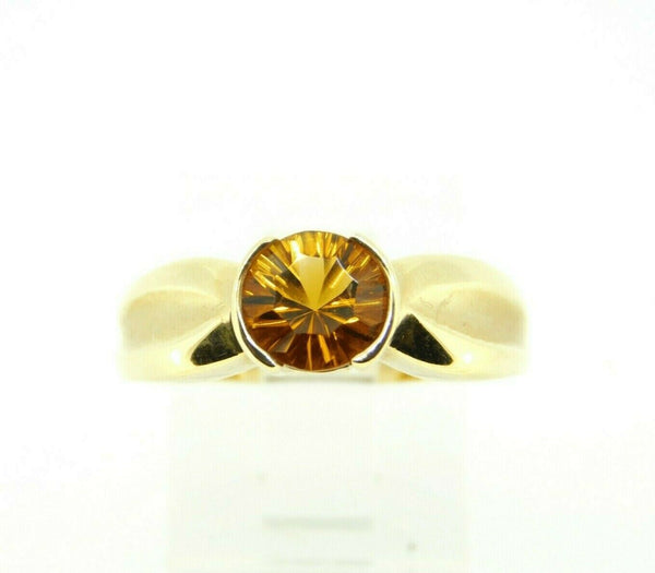 14k Yellow Gold Ring with Concave Cut Genuine Natural Citrine (#J1932)