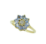 14k Yellow Gold Flower Genuine Natural Tanzanite Ring with Diamond (#J2051)