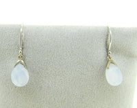 14k White Gold Briolette Genuine Natural Chalcedony Earrings (#J2089)