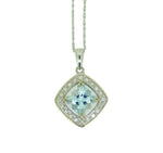 14k White Gold 1.36ct Genuine Natural Aquamarine and Diamond Pendant (#J2099)