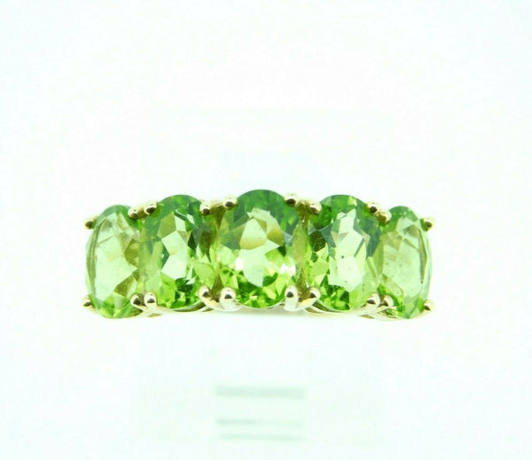 10k Yellow Gold Ring with Five Oval Genuine Natural Peridots (#J2311)