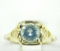 Rare 14k Yellow Gold Filigree Ring w/1.14ct Genuine Natural Aquamarine (#J2542)