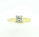 14k Yellow Gold Princess Cut 1/2 Carat Genuine Natural Diamond Ring .55ct #J2726