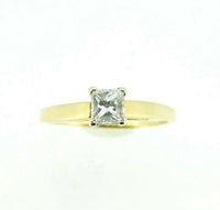 14k Yellow Gold Princess Cut 1/2 Carat Genuine Natural Diamond Ring .55ct #J2726