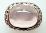 14k White Gold Pink Genuine Natural Tourmaline and Rose Quartz Ring (#J2976)