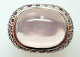 14k White Gold Pink Genuine Natural Tourmaline and Rose Quartz Ring (#J2976)