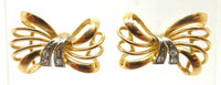 18k Gold Retro Genuine Natural Diamond Bow Earrings (#J3550)