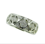 Wide 14k White Gold Genuine Natural Diamond Pierced Band 1/2cts (#J3738)