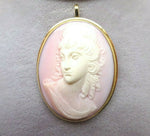 14k Gold Genuine Natural Angel Skin / Conch Shell Cameo Pin Pendant (#J3817)
