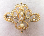 14k Gold Watch Pin with Diamond and Seed Pearls (#J3823)