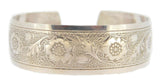 Sterling Cuff Bracelet Engine Turned with Flowers (#J3965)