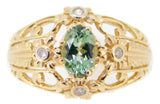 10k Gold .72ct Green Genuine Natural Tourmaline Ring with Diamonds (#J3987)